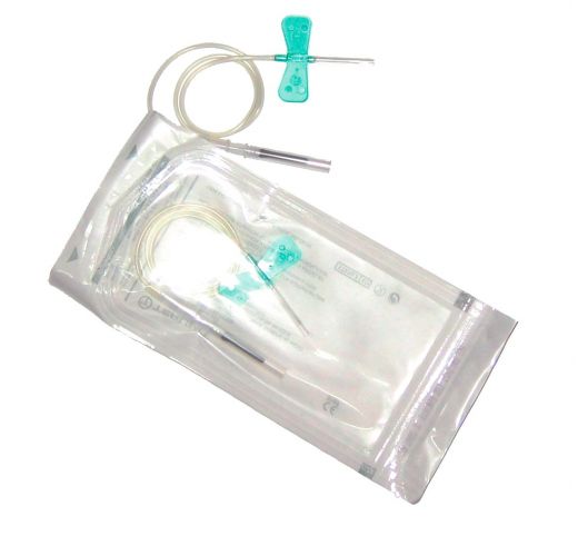 Safety butterfly needle set 21G 19cm w/adapter and holder, pack of 24